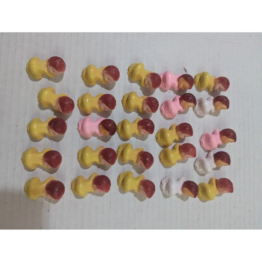 Vintage Hard Plastic Miniature Sleeping Baby 25 Pieces Pink Yellow White 1 Inch